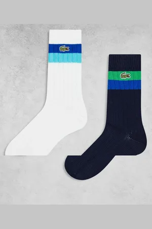 Lacoste Pack de 2 pares de calcetines básicos de color y azul marino de canalé de