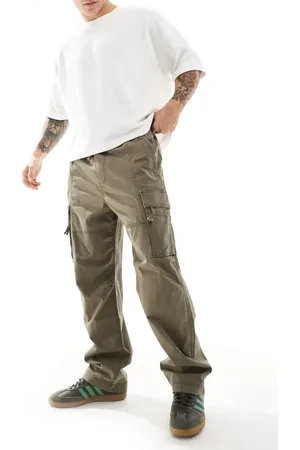 Hollister Pantalones cargo grises de corte suelto sin cierres de