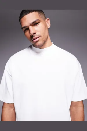 ASOS Camiseta blanca extragrande con cuello subido de tejido grueso de 240 g/m² de