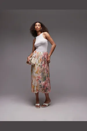 ASOS Falda larga drapeada con estampado floral variado dividido de -Multicolor