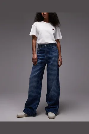 Tommy Hilfiger Vaqueros de pernera ancha con lavado azul oscuro y logo repetido Claire de