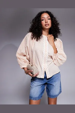 River Island Blusa a cuadros vichy naranjas de