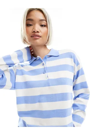 Pimkie Polo azul a rayas de manga larga de -Azul marino