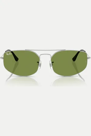 Ray-Ban Gafas de sol plateadas con diseño irregular y lentes verdes Explorer V de