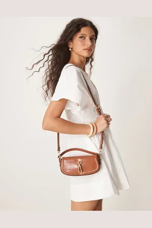 ASOS Bolso de mano color con correa bandolera extraíble, asa superior y detalle de herraje de nudo de -Marrón