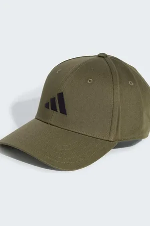 adidas Gorra de béisbol verde oliva y negra con logo New de
