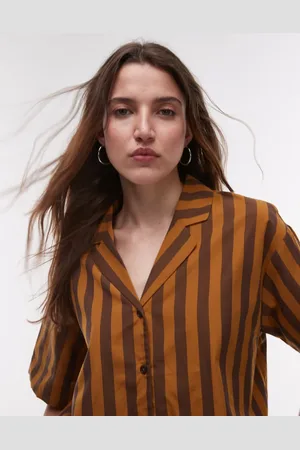 MANGO Camisa de pijama a rayas en el mismo tono de algodón de (parte de un conjunto)