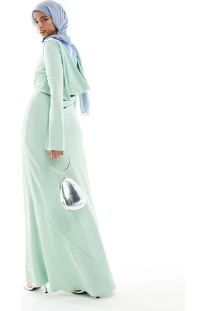 DASKA Vestido largo con diseño estampado y espalda desbocada de chifón de -Multicolor