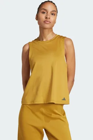 adidas Top color bronce claro sin mangas para yoga de -Marrón