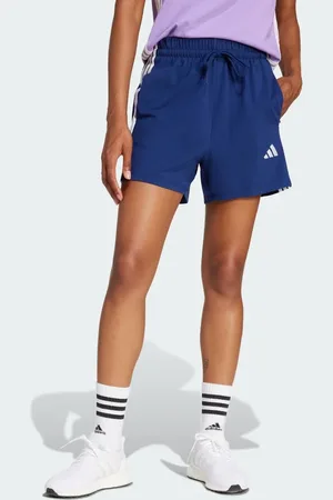 adidas Pantalones cortos azul oscuro y blancos con detalle de 3 rayas de algodón Essentials de