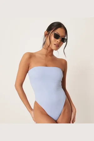 ASOS Bañador liso con relleno y escote palabra de honor Maya de ASOS DESIGN Petite