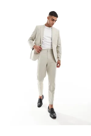 ASOS Pantalones de traje color de corte tapered de tejido texturizado de -Beis neutro