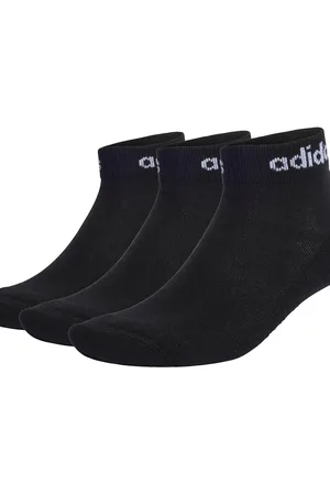 adidas Pack de 3 pares de calcetines tobilleros negros y blancos Think Linear de