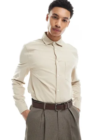 ASOS Camisa Oxford de corte estándar con acabado cepillado de -Neutro