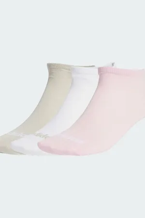 adidas Pack de 3 pares de calcetines bajos de color blanco, beis y rosa claro Think Linear de
