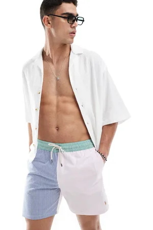 Ralph Lauren Shorts de baño con diseño color block a rayas multicolores clásicos y logo de icono de sirsaca Traveler de
