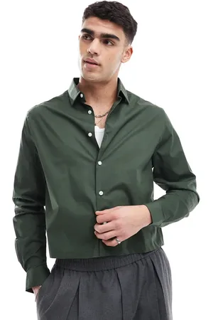 ASOS Camisa corta de corte estándar de popelina de -Verde