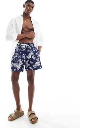 Ralph Lauren Shorts de baño clásicos con estampado de oso de 2 tonos y logo Traveler Icon de -Azul marino