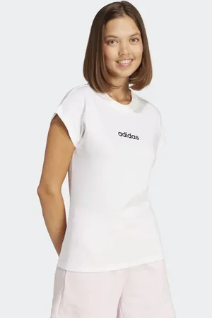 adidas Camiseta blanca y negra de algodón Essentials Linear de -Blanco
