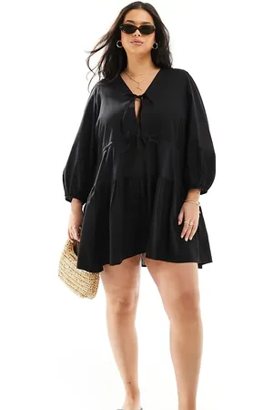Esmée Vestido playero corto escalonado con lazada delantera exclusivo de Esmée Curve