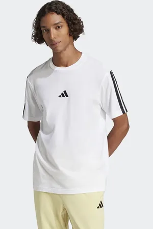 adidas Camiseta blanca y negra con 3 rayas de punto liso Essentials de -Blanco