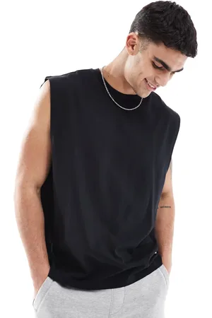 ASOS Camiseta negra extragrande sin mangas de tejido grueso de 240 g/m² de