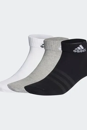 adidas Pack de 3 pares de calcetines tobilleros de color gris medio jaspeado y blancos Thin and Light de