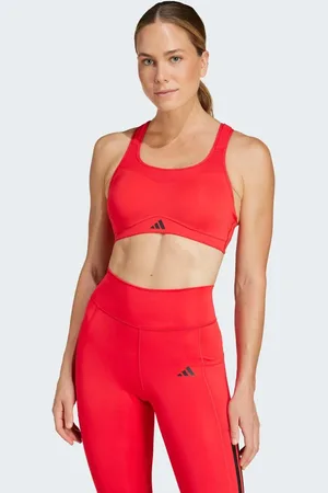 adidas Sujetador deportivo rojo rubí de sujeción alta TLRD Impact de