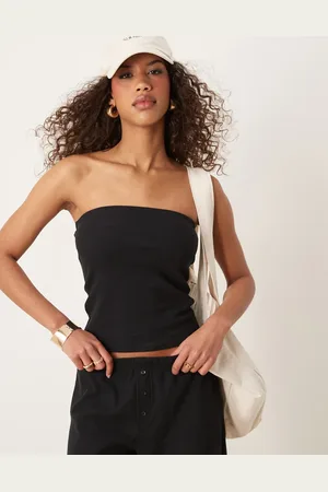 ASOS Top de corte alargado con escote palabra de honor de tejido gofrado de