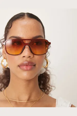 ASOS Gafas de sol de estilo aviador con lentes naranja degradado de