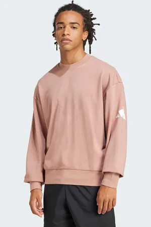 adidas Sudadera color arcilla cálida y blanca básica de corte suelto con logo de 3 barras de -Naranja