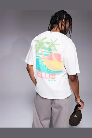ASOS Camiseta blanco hueso extragrande con estampado gráfico superior veraniego de