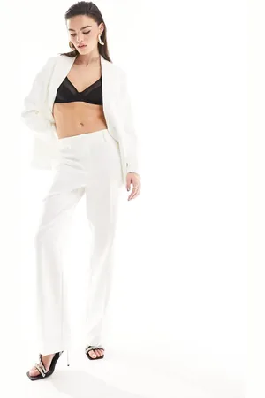 Y.A.S Pantalones de novia blancos de corte sartorial y talle alto de (parte de un conjunto)