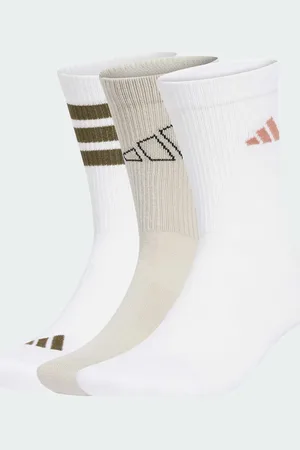 adidas Pack de 3 pares de calcetines de color blanco y beis con logo de