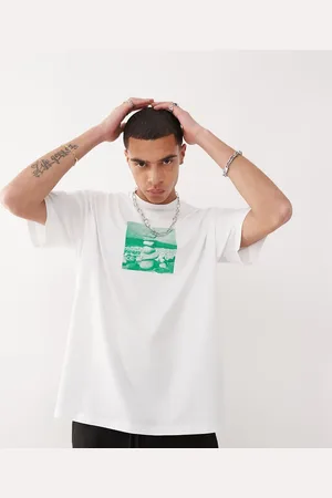 COLLUSION Camiseta blanca extragrande con estampado delantero de
