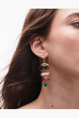 Topshop Pendientes multicolores con diseño colgante de piedras semipreciosas Eleanor de