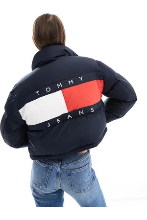 Tommy Hilfiger Chaqueta de plumas azul marino con detalle de bandera en la espalda Alaska de