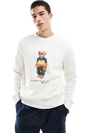 Ralph Lauren Sudadera color con estampado de oso playero de felpa de -Blanco
