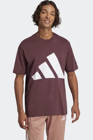 adidas Camiseta rojo rubí aurora y marrón con logo grande Essentials de