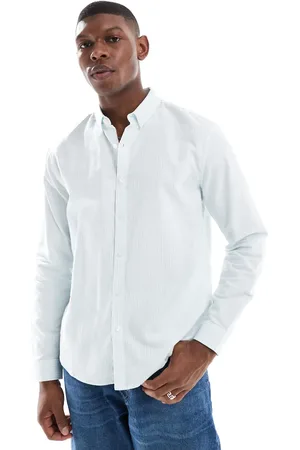 New Look Camisa azul claro a rayas de manga larga de