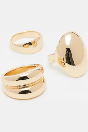 ASOS Multipack de 3 anillos dorados abullonados de