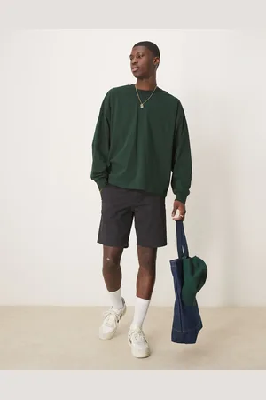 ASOS Pantalones cortos chinos negros de largo estándar y corte slim de