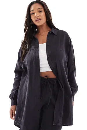 ONLY Camisa gris carbón de manga larga de bambula de (parte de un conjunto)
