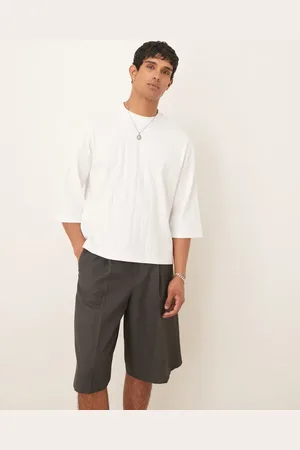 ASOS Camiseta blanca de corte cuadrado extragrande de canalé texturizado de