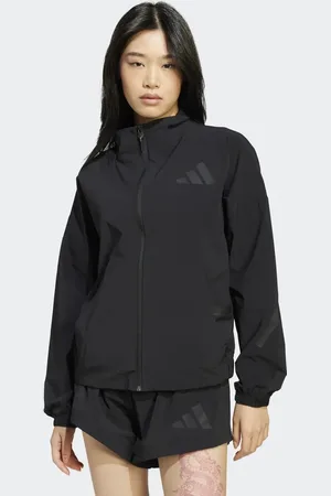 adidas Chaqueta de chándal negra con cremallera de tejido liso adidas Z.N.E. de