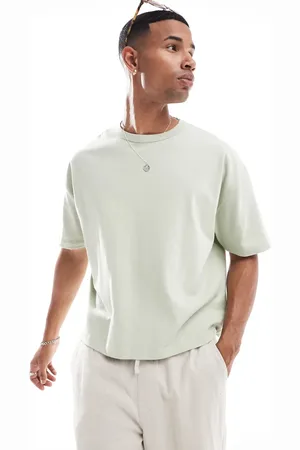 ASOS Camiseta verde salvia de corte cuadrado extragrande de tejido grueso de 240 g/m² de