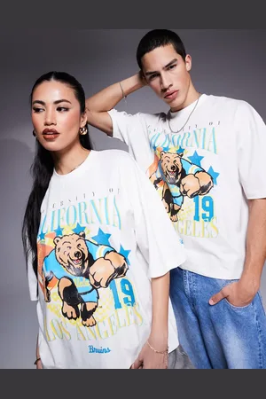 ASOS Camiseta blanca unisex de corte cuadrado extragrande con estampado "University of Columbia" de