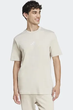 adidas Camiseta beis y blanca con logo pequeño de punto liso Essentials de -Neutro