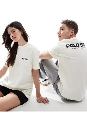 Ralph Lauren Camiseta color unisex con estampado del logo en el pecho y la espalda de tejido grueso de la colección cápsula Sport de -Blanco