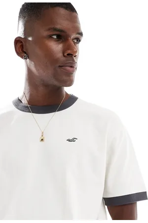 Hollister Camiseta color lavado de corte cuadrado con costura en contraste al cuello Icon de -Neutro